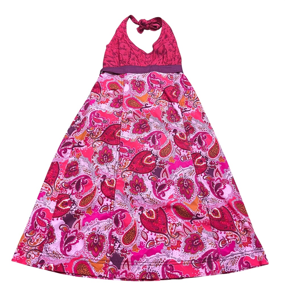 Athleta‎ Pink Paisley Halter Dress Womens Size 2 Mini A-Line Summer Sun Dress
